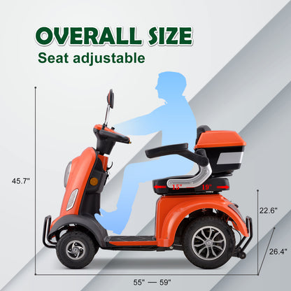SUNDERWELL Large Electric 4-Wheel Mobility Scooter, XW-E05 Heavy Duty 400LBS Capacity for Seniors & Adults, Assembled in US Ready to Ride Wheelchair Device