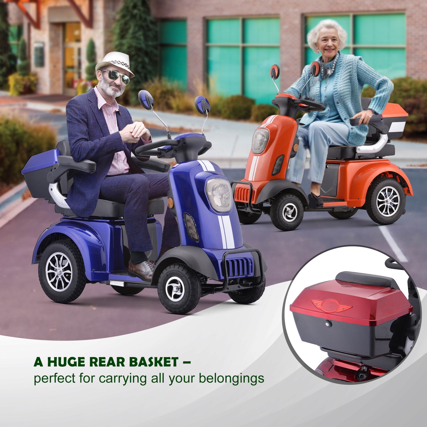 SUNDERWELL Large Electric 4-Wheel Mobility Scooter, XW-E05 Heavy Duty 400LBS Capacity for Seniors & Adults, Assembled in US Ready to Ride Wheelchair Device