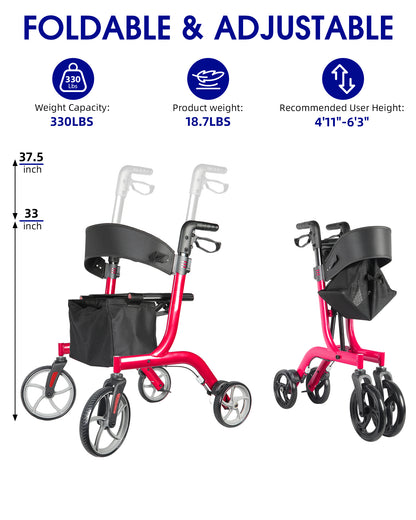 SUNDERWELL Foldable Rollator Walker